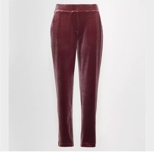 Loft velvet tapered ankle pant, pull on, purple burgundy